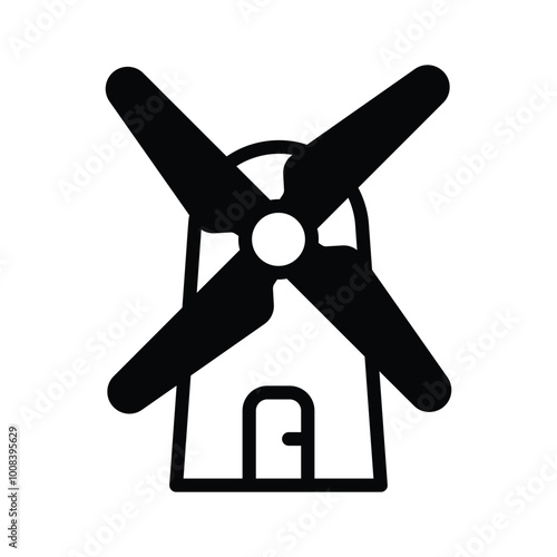 A windmill converting wind energy into electricity