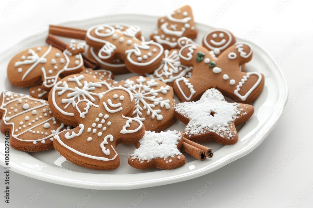 Gingerbread on a plate in the white background Gingerbread on a plate in the white background