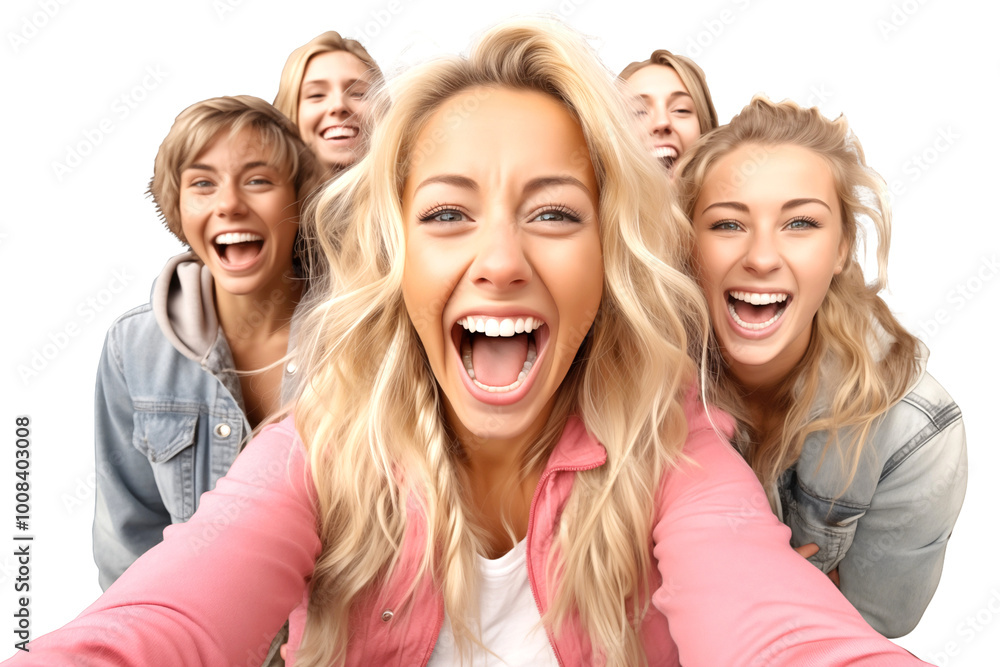 Fototapeta premium Young Woman Taking a Selfie with Friends 