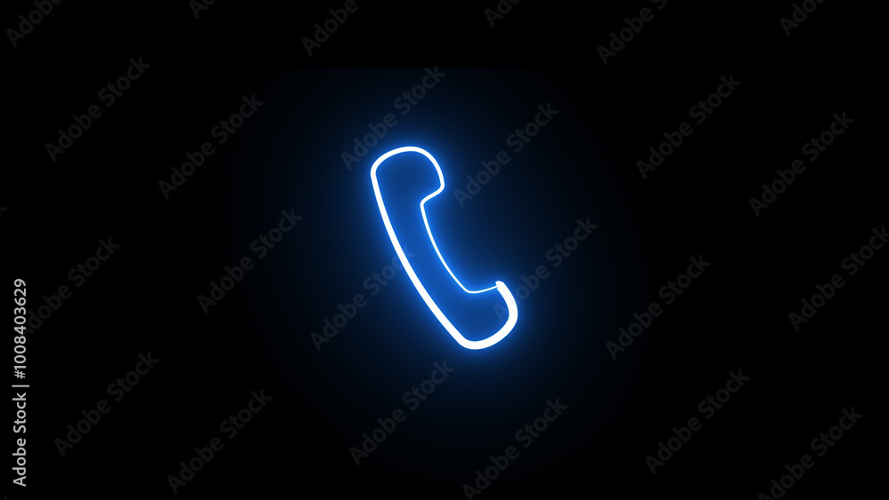 Simple neon glowing telephone call symbol isolated on black background. Telephone call sign, and phone solid icon. Simple neon glowing telephone call symbol isolated on black background. Telephone call sign, and phone solid icon.