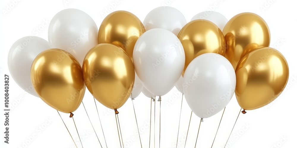 Festive Gold and White Balloon Arrangement Festive Gold and White Balloon Arrangement