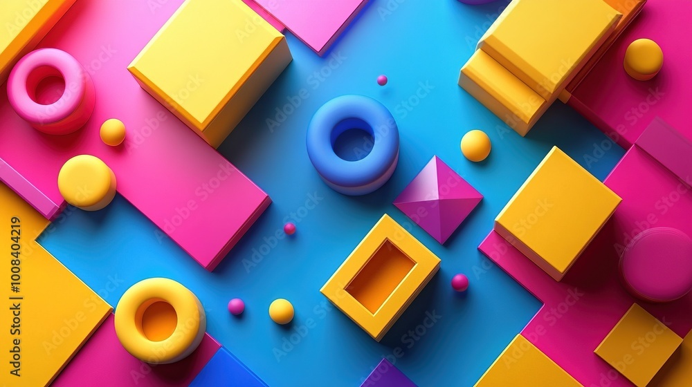 Obraz premium Abstract background 3d multicolored geometric shapes, saturated colors