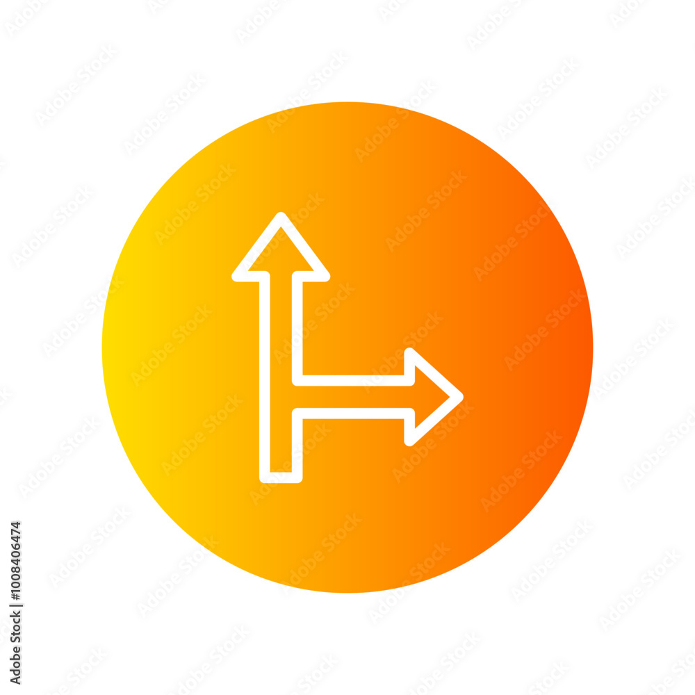 go straight or right gradient icon go straight or right gradient icon