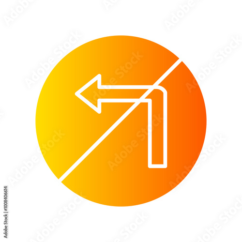 no turn left gradient icon