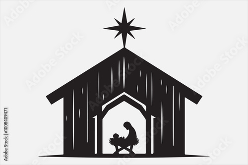 Silhouette of a nativity scene baby Jesus