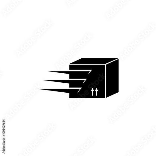 Speed Shipping Package, Fast Delivery Box. Flat Vector Icon illustration. Simple black symbol on white background. Speed Shipping, Fast Delivery Box sign design template for web and mobile UI element