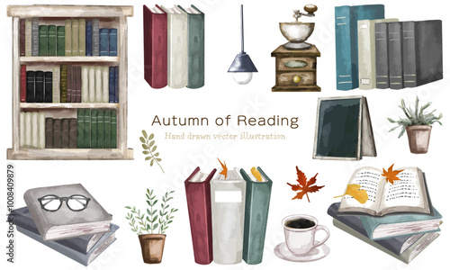 読書の秋のイラスト素材セット