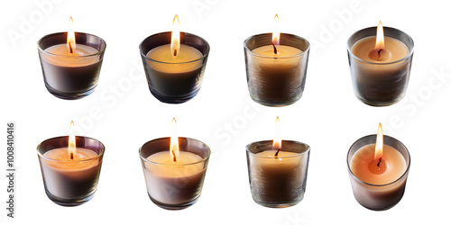 Variety of Candle Flames in Glass Holders