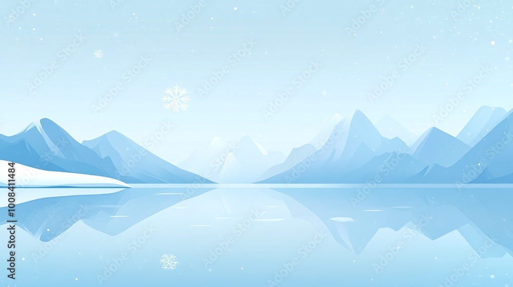 Fototapeta premium a blue background with mountains and snow on the water