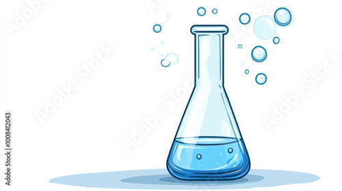 A medical illustration of a beaker placed against a pure-colored white background. The clean, sterile aesthetic showcases lab equipment and clinical tools used in healthcare with AI generative. photo