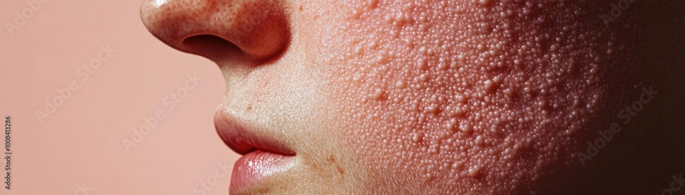 Close-up view of a face showing skin texture and imperfections, capturing the natural beauty and complexity of human skin. Close-up view of a face showing skin texture and imperfections, capturing the natural beauty and complexity of human skin.