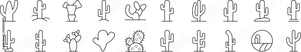 Cactus and Succulent Collection of Thin Icons. Editable Stroke. Suitable for Web Sites, Books, Cards, Apps Cactus and Succulent Collection of Thin Icons. Editable Stroke. Suitable for Web Sites, Books, Cards, Apps