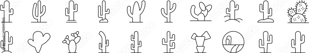 Cactus and Succulent Bundle of Thin Icons. Editable Stroke. Suitable for Web Sites, Books, Cards, Apps Cactus and Succulent Bundle of Thin Icons. Editable Stroke. Suitable for Web Sites, Books, Cards, Apps