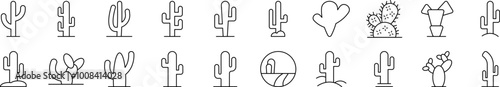 Cactus and Succulent Simple Isolated Line Icons Collection. Editable Stroke. Suitable for Web Sites, Books, Cards, Apps