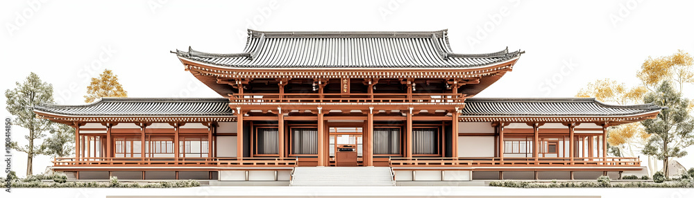 Traditional Japanese Temple Illustration - Serene Architecture Traditional Japanese Temple Illustration - Serene Architecture