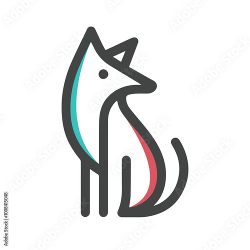 The dog logo with a simple thick line model photo