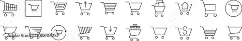 Shopping Cart Outline Simple Linear Image Collection. Editable Stroke. Suitable for Web Sites, Books, Cards, Apps