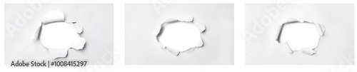 High-Quality PNG of Hole Torn Paper Elements Isolated on White Background – High Resolution