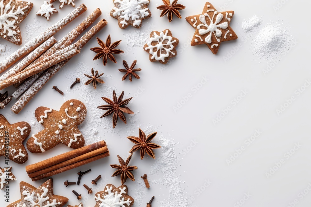 Gingerbread is scattered on a white background Gingerbread is scattered on a white background