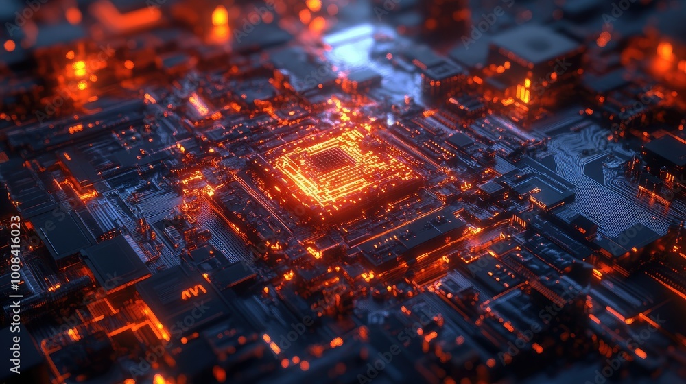 A dynamic digital scene featuring 3D fractal elements converging toward a central CPU symbol, representing the power and complexity of information technology. A dynamic digital scene featuring 3D fractal elements converging toward a central CPU symbol, representing the power and complexity of information technology.