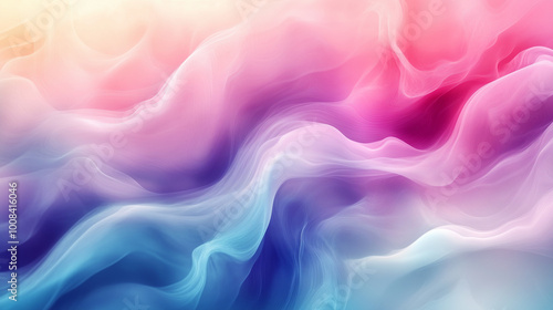 Vibrant Abstract Waves of Blue and Purple Flowing With Soft Pink Highlights and Gentle Curves