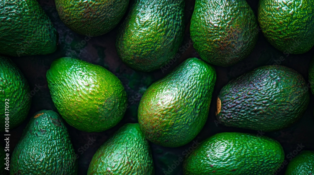 Fresh avocados in vibrant green colors captured from above in stunning high-quality, high-definition photography, bringing out the fruit's natural beauty Fresh avocados in vibrant green colors captured from above in stunning high-quality, high-definition photography, bringing out the fruit's natural beauty