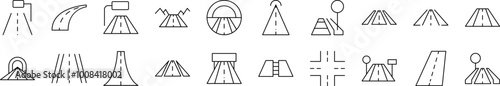 Road Collection of Thin Icons. Editable Stroke. Suitable for Web Sites, Books, Cards, Apps