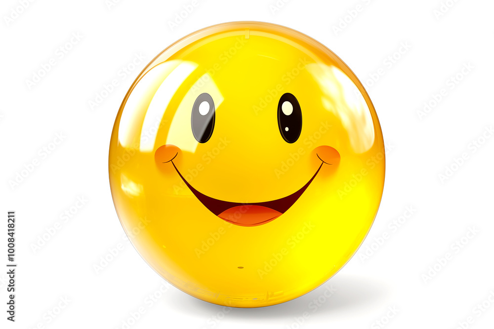 Fototapeta premium Bright yellow smiley face pin 