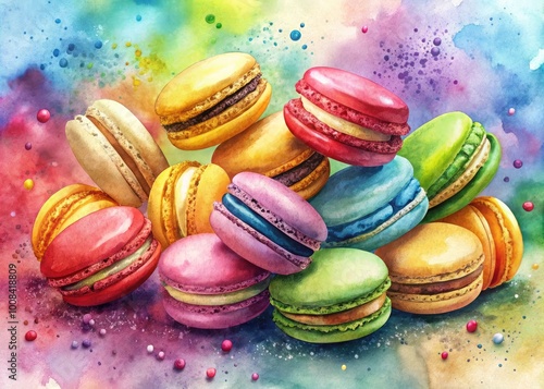 Wallpaper Mural Colorful Watercolor Macarons on a Soft Background Perfect for Sweet Treats and Dessert Illustrations Torontodigital.ca