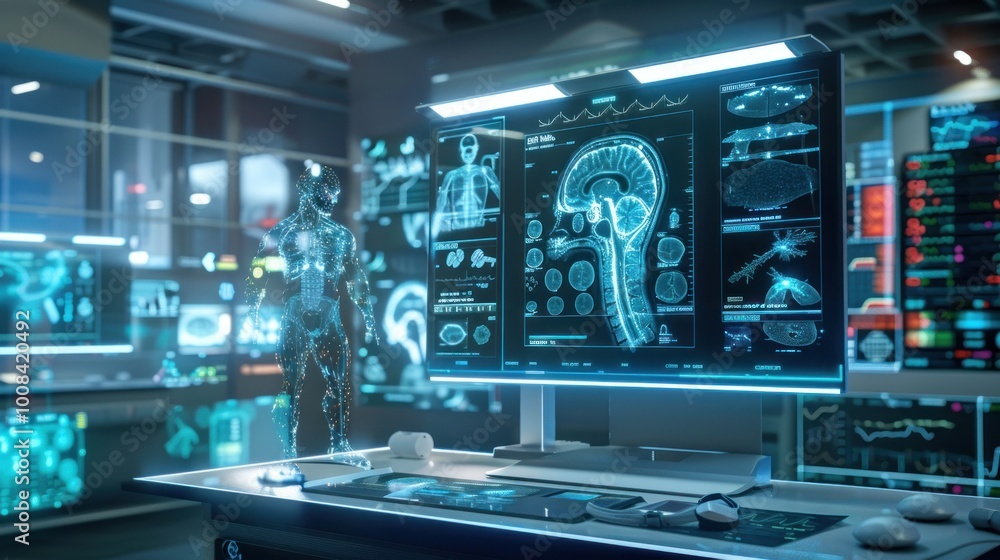 High-tech medical brain scan analysis images High-tech medical brain scan analysis images