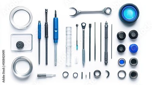 Assortment of Tools and Parts for a Mechanical Watch