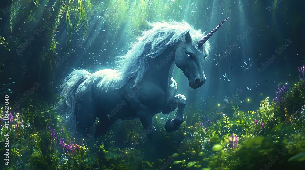A majestic unicorn frolicking in a mystical forest, surrounded by vibrant flowers and beams of sunlight filtering through. A majestic unicorn frolicking in a mystical forest, surrounded by vibrant flowers and beams of sunlight filtering through.
