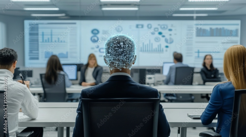Business Meeting with Futuristic AI Technology Business Meeting with Futuristic AI Technology