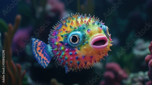 Colorful Pufferfish in Underwater Paradise