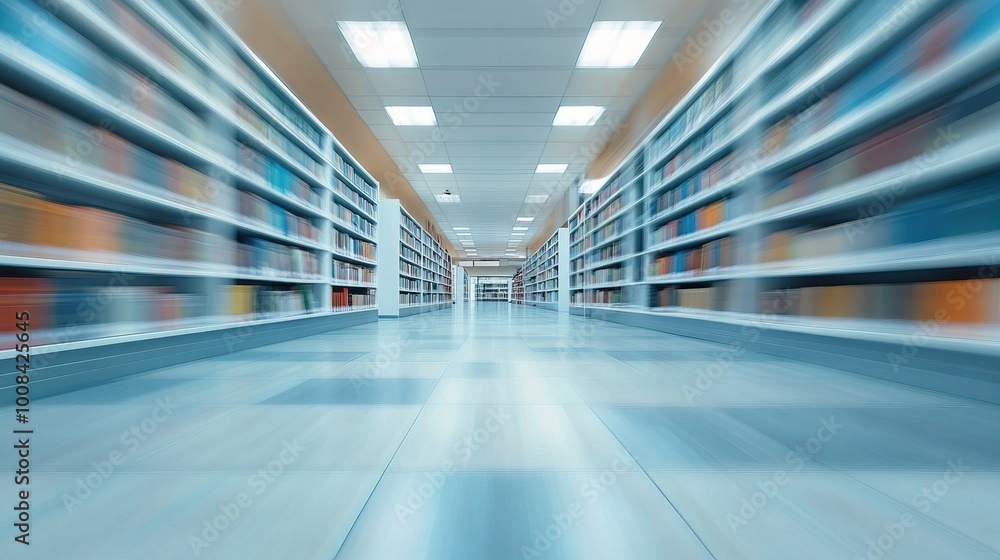 Abstract blurred public library interior space. blurry room with bookshelves by defocused effect Abstract blurred public library interior space. blurry room with bookshelves by defocused effect