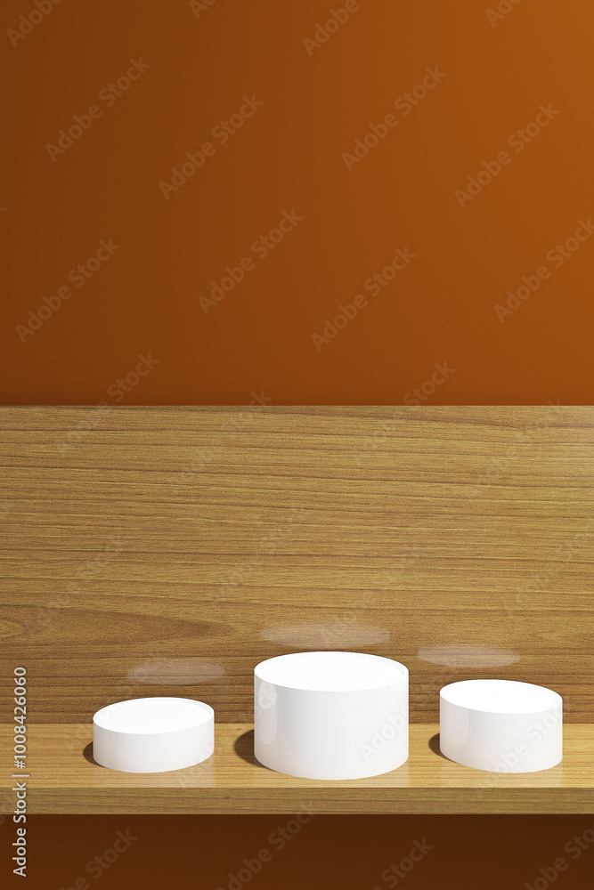 Illustration of 3d render of design minimal pedestal product on terracotta background. Set 13 Illustration of 3d render of design minimal pedestal product on terracotta background. Set 13