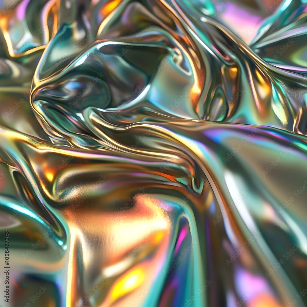 Shiny metallic surfaces and holographic light effects that reflect a variety of vibrant colors in stunning abstract patterns. Shiny metallic surfaces and holographic light effects that reflect a variety of vibrant colors in stunning abstract patterns.