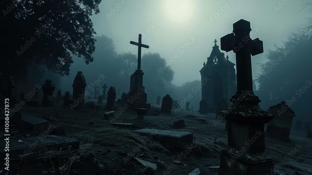 Full Moon Lighting Up a Haunted Forest