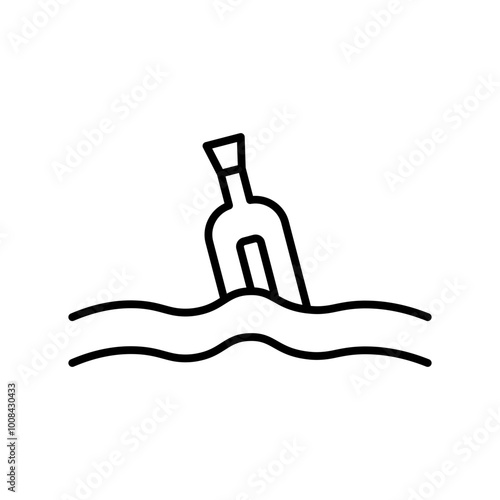 message in a bottle line icon