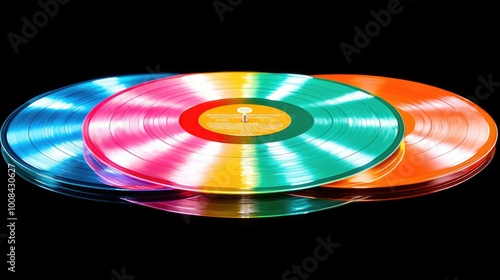 Colorful vinyl records showcasing vibrant designs