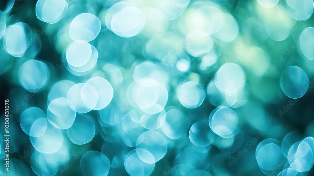 Abstract bokeh background in blue-green tones, macro shot, soft circles with gentle light transitions and space for text or copy. Abstract bokeh background in blue-green tones, macro shot, soft circles with gentle light transitions and space for text or copy.
