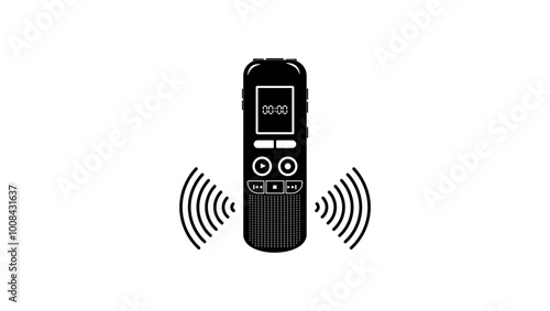Digital voice recorder, black isolated silhouette