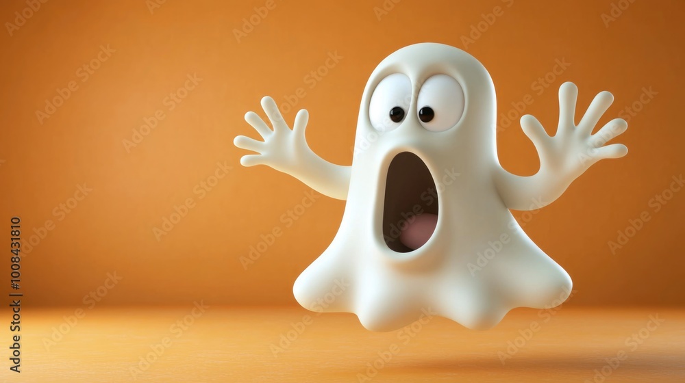 Playful cartoon ghost with surprised expression Playful cartoon ghost with surprised expression