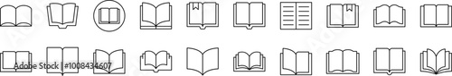 Book as Reading Thin Icons Collection. Editable Stroke. Suitable for Web Sites, Books, Cards, Apps