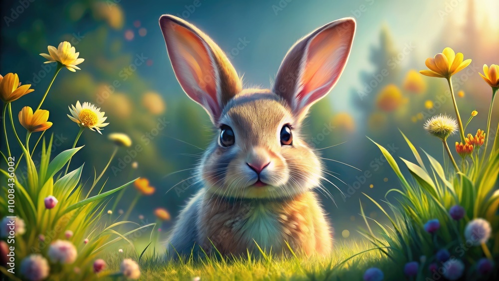 Fototapeta premium Cute and Playful Rabbit Vector Illustration for Spring and Easter Designs, Perfect for Any Project