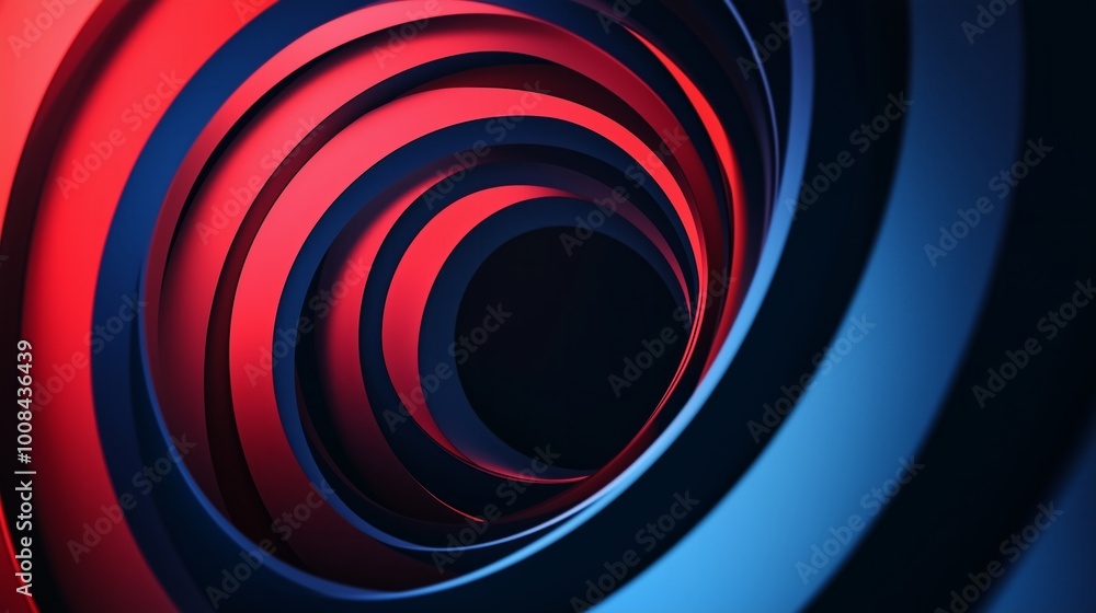 Fototapeta premium 3D blue red techno abstract background overlap layer on dark space with circle stripes shape decoration. Modern graphic design element future style concept for banner, flyer, card, or brochure cove