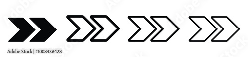 Double arrow flat graphic vector icons set