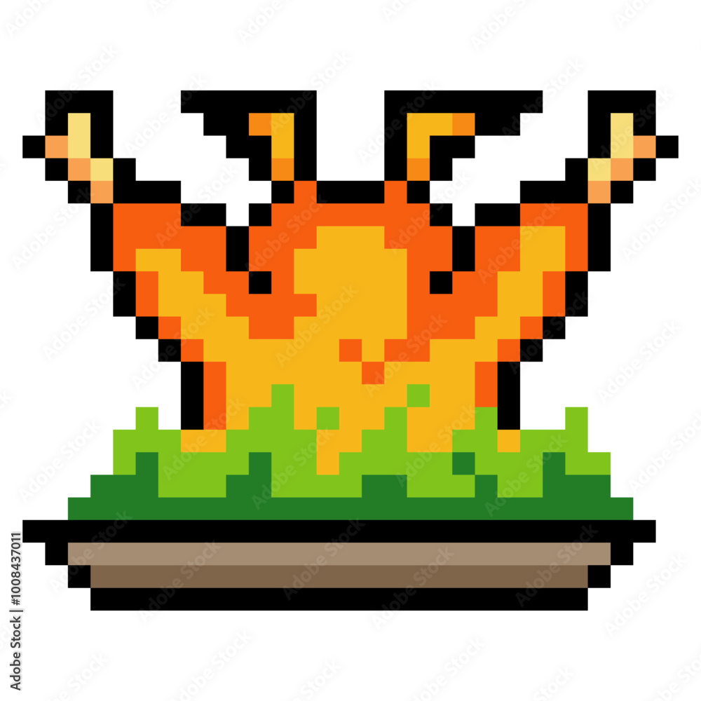 Thanksgiving roast chicken in pixel art style Thanksgiving roast chicken in pixel art style