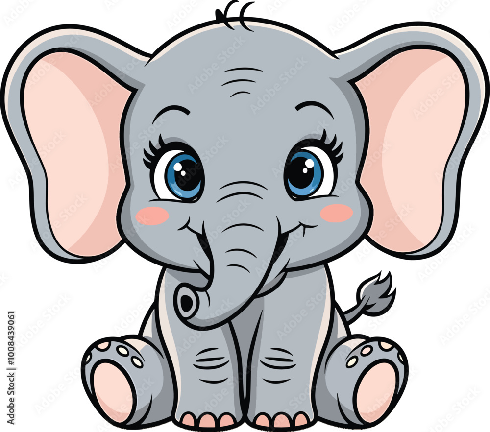 A cartoon drawing of an elephant in a jangle Cartoon Elephant for baby hand drawing A cartoon drawing of an elephant in a jangle Cartoon Elephant for baby hand drawing