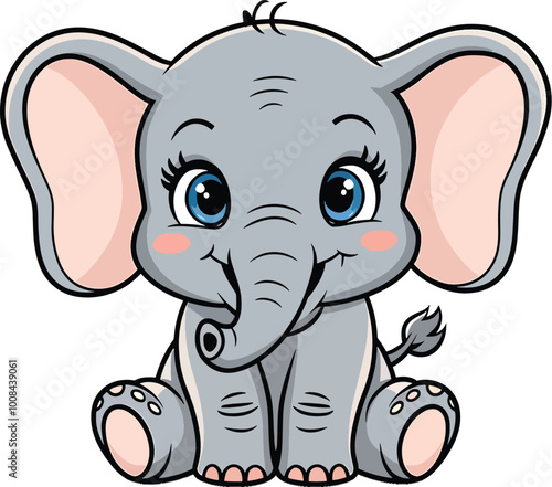 A cartoon drawing of an elephant in a jangle Cartoon Elephant for baby hand drawing